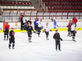 Szurkolói flashmob az Acélbikák edzésén - fotó: Ónodi Zoltán