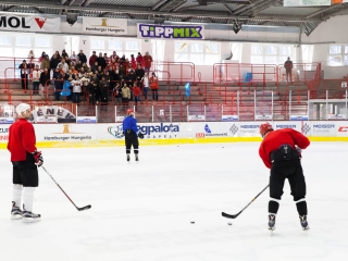 Szurkolói flashmob az Acélbikák edzésén - fotó: Ónodi Zoltán