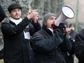 Tüntetés a Vasmű előtt - fotó: Sándor Judit