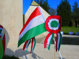 Ünnepség a forradalmi emlékműnél, megemlékezés Rosti Pál sírjánál - fotó: 