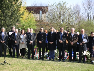 Ünnepség a forradalmi emlékműnél, megemlékezés Rosti Pál sírjánál - fotó: 