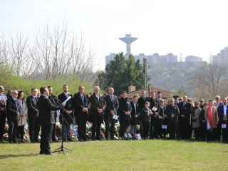 Ünnepség a forradalmi emlékműnél, megemlékezés Rosti Pál sírjánál - fotó: 