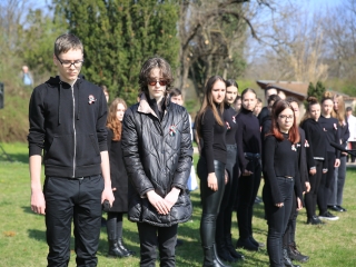 Ünnepség a forradalmi emlékműnél, megemlékezés Rosti Pál sírjánál - fotó: 