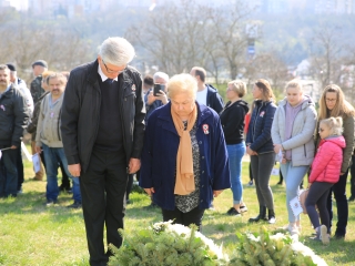 Ünnepség a forradalmi emlékműnél, megemlékezés Rosti Pál sírjánál - fotó: 
