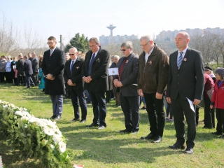 Ünnepség a forradalmi emlékműnél, megemlékezés Rosti Pál sírjánál - fotó: 