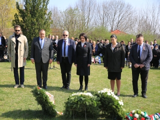 Ünnepség a forradalmi emlékműnél, megemlékezés Rosti Pál sírjánál - fotó: 