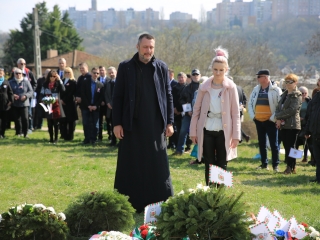 Ünnepség a forradalmi emlékműnél, megemlékezés Rosti Pál sírjánál - fotó: 