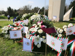 Ünnepség a forradalmi emlékműnél, megemlékezés Rosti Pál sírjánál - fotó: 