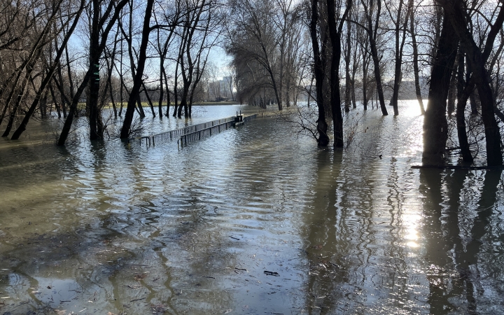 Árhullám, tetőzés az öbölben és a szabadstrandon - fotó: 