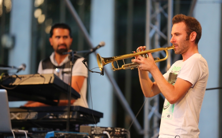 Koós-Hutás Áron jazztrombitás a Ligetben - fotó: Ónodi Zoltán