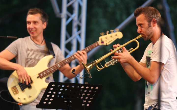 Koós-Hutás Áron jazztrombitás a Ligetben - fotó: Ónodi Zoltán