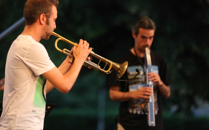 Koós-Hutás Áron jazztrombitás a Ligetben - fotó: Ónodi Zoltán