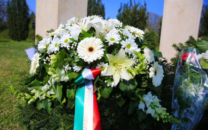 Ünnepség a forradalmi emlékműnél, megemlékezés Rosti Pál sírjánál - fotó: 