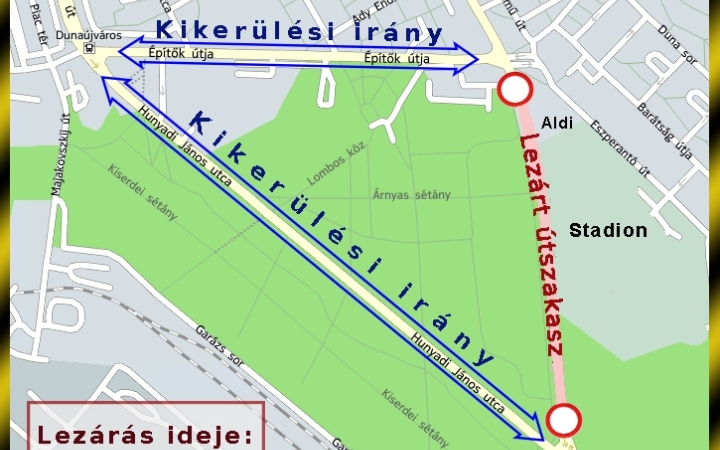 Közlekedés: útzár a stadionnál