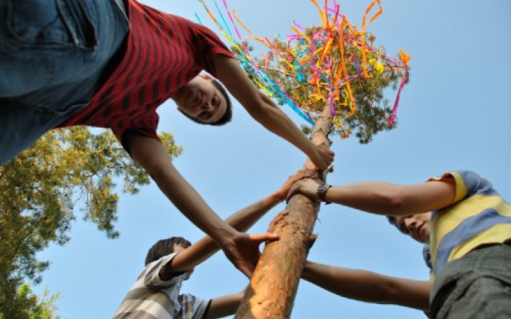 Zöldfarsang, jakabág, májusfa 