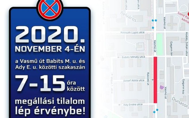 Faültetés miatt megállási tilalom a Vasmű úton