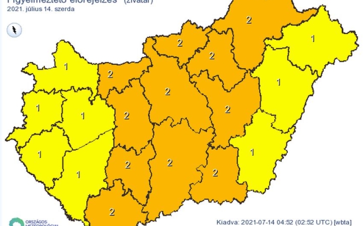 Heves zivatarok lehetnek délután/este