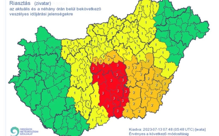 Meteo extra: riasztás a zivatarok miatt (FRISSÍTVE)