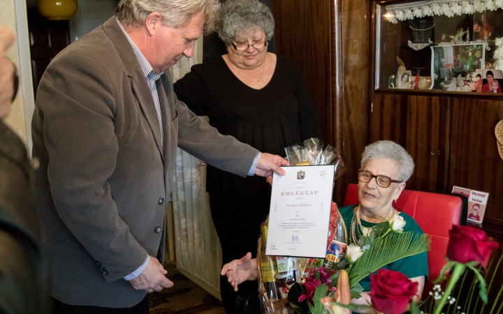 Kilencven évesen, unokák gyűrűjében